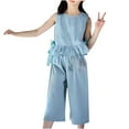 thumbnail image 2 of GaThRRgYP Toddler Baby Girl Clothes Set Kids Clothing,Spring and Summer Cute Solid Girls Sleeveless Comfy Round-Neck Blouses and Pants Blue 5 Years, 2 of 6