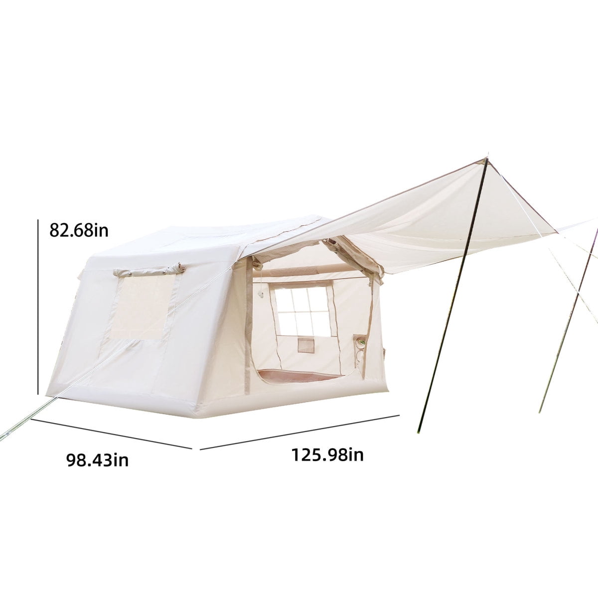 8 m² Inflatable Camping Tent with Canopy, Easy Setup 4-Season Waterproof Oxford Air Glamping Tent for 4/6/8 People, with Hand Pump