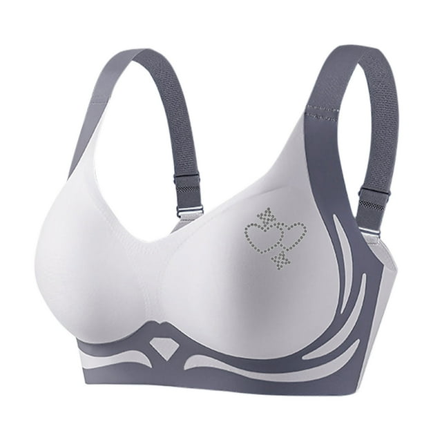 Bocqde Seamless Sport Bras for Women Plus Size Stretch Breathable Wire-Free Gathering Push Up Yoga Bra Rhinestones Soft Support Full Coverage Bra with Adjustable Strap, M-4XL