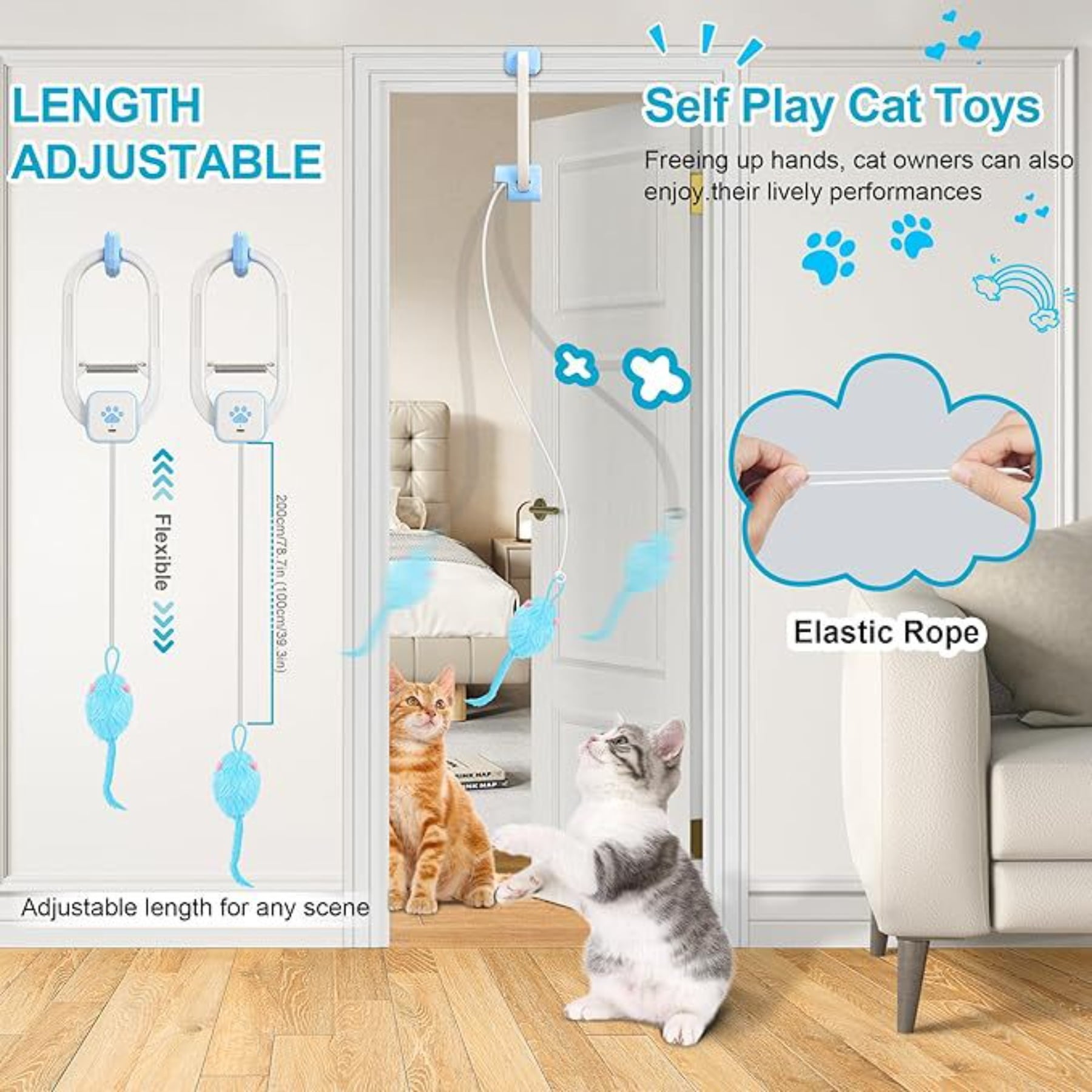 Remote Control Cat Toy Electric Bouncing Mouse Yo Yo with Door Clip for Active Cats Playtime