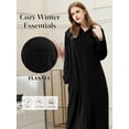thumbnail image 4 of AMITOFO Long Hooded Robes for Women Soft Warm Fleece Zipper Bathrobe with Pockets and Jacquard Pattern, 4 of 8