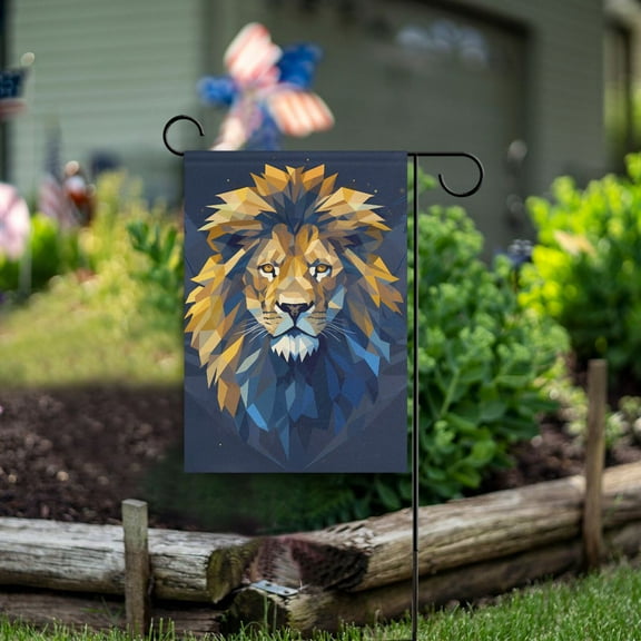 Lion Face Garden Flag Double Sided Outdoor Banners for Courtyard Outdoor Lawn Farmhouse Holiday Decorations