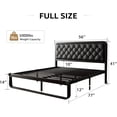 thumbnail image 2 of iPormis Full Size Metal Bed Frame with Black Faux Leather Upholstered Headboard, 12'' Underbed Space, Thickened Metal Steel Slat Support, Black, 2 of 7