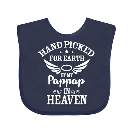 

Inktastic Handpicked for Earth by My Pappap in Heaven with Angel Wings Gift Baby Boy or Baby Girl Bib