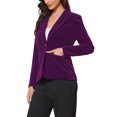 thumbnail image 3 of INSPIRE CHIC Velvet Blazer for Women Long Sleeve Notch Lapel Button Vintage Work Office Blazers with Pockets XL Purple, 3 of 5