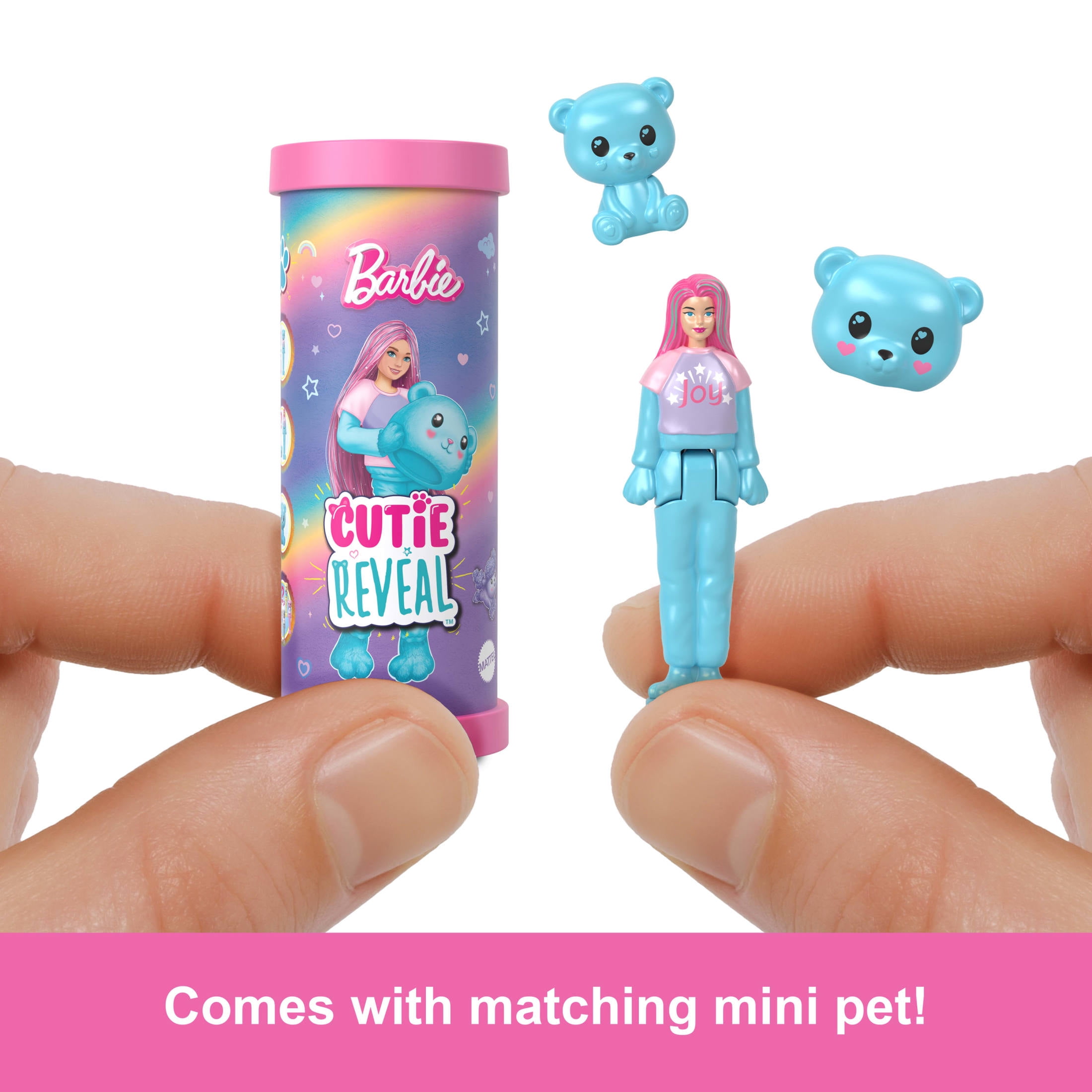 Barbie Mini BarbieLand Cutie Reveal Doll & Pet, 1.5-inch Cozy Cute