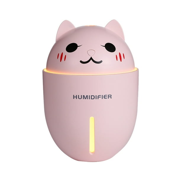 Mini humidificador de aire USB con difusor de aroma, luz LED pequeña y mini ventilador, ideal para aromaterapia (rosa)