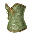 thumbnail image 4 of NSLGXD Brocade Corset Tops for Women Overbust Corset Waist Cincher Victorial Floral Strapless Bodyshaper Eyelet Lace Up Boned Bodice Top Green S, 4 of 7