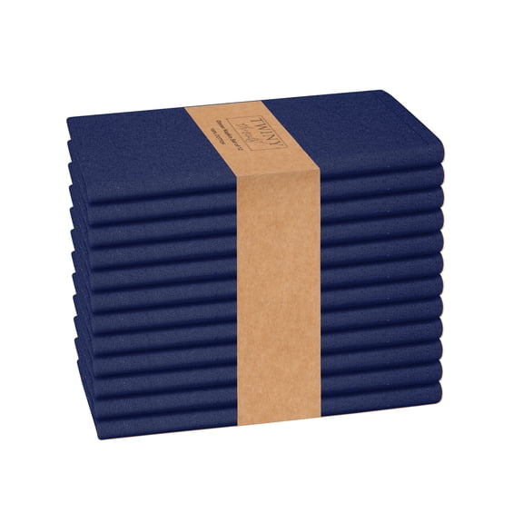 Twiny Threads Set of 12 Solid Reusable Cloth Dinner Napkins - Ink Blue