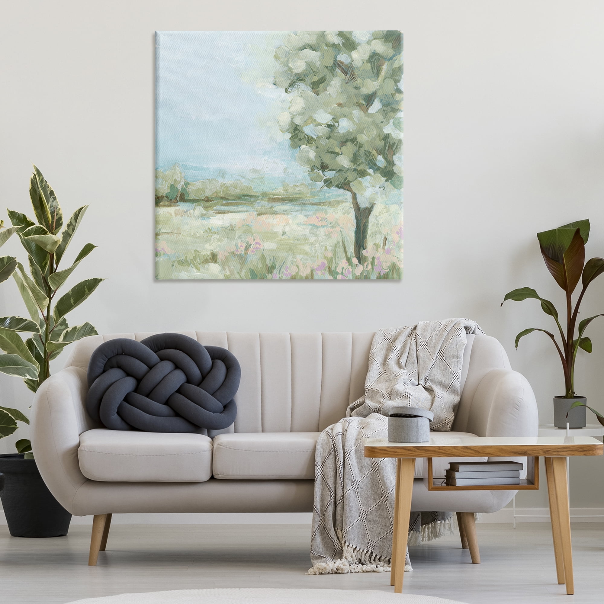 Stupell Industries Lone Tree by Field Landscape & Nature Painting Wrapped Canvas Art Print Wall Art, 36 x 36