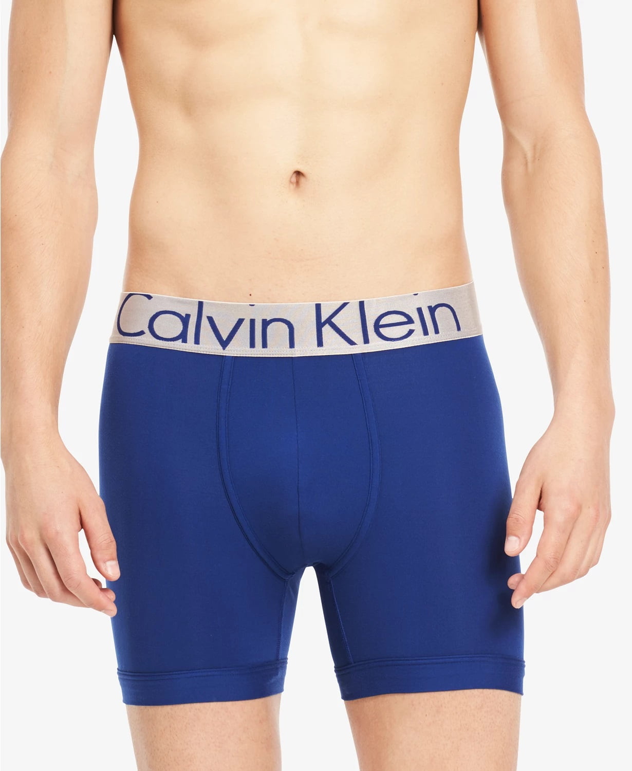 Calvin Klein Men's 3-Pk Steel Micro Boxer Briefs, dark midnight/mink/cobalt  water, Large 