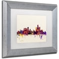 thumbnail image 2 of Trademark Fine Art "Detroit Michigan Skyline" Canvas Art by Michael Tompsett, White Matte, Silver Frame, 2 of 4