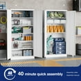 thumbnail image 5 of AUHUP 71" Metal Cabinet with Locking Doors and 5 Adjustable Shelves, White Garage Storage Cabinet for Warehouse, Basement, Home Office, Tool File Storage Utility Cabinets, 5 of 7