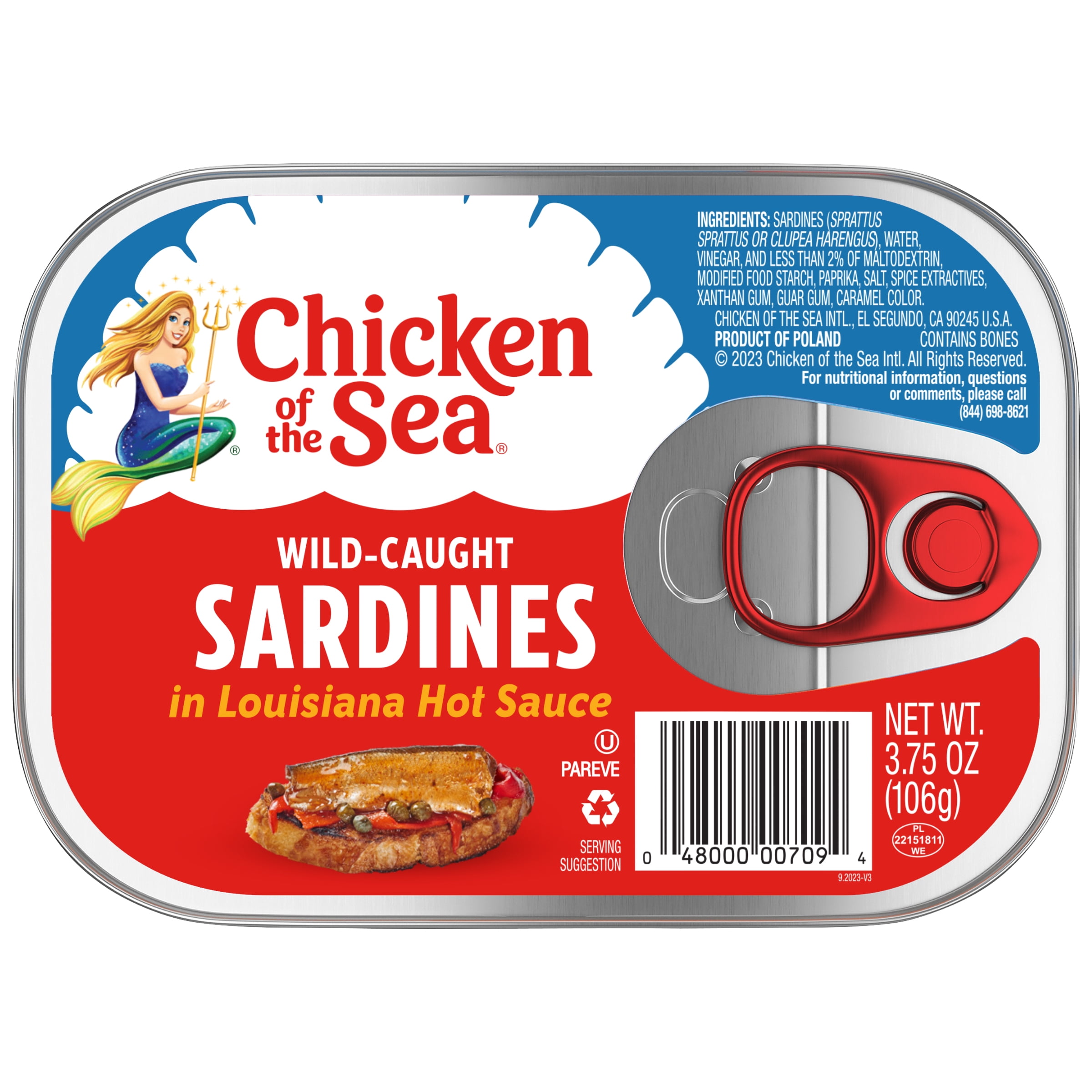 (18 pack) Chicken of the Sea Sardines, In Louisiana Hot Sauce, 3.75 Oz