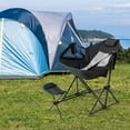 thumbnail image 6 of Topbuy Camping Chair with Removable Footrest Folding Lounge Recliner Chair w/ Adjustable Backrest Pillow Cup Holder Black, 6 of 8