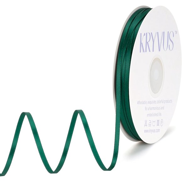 shiyou-Light Hunter Green Ribbon - Satin Ribbon 1/8 inch x Continuous 100 Yards - Double Faced Thin Ribbon Prefect for Wedding Invitation Card, Gift Wrapping, Crafts, Christmas Ornaments