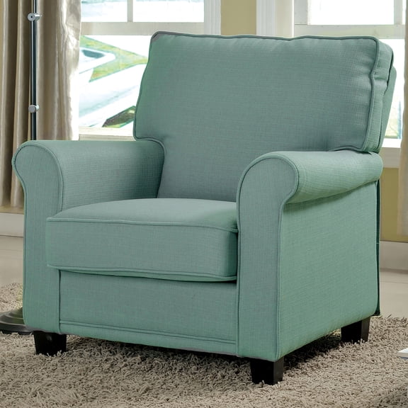 Charmayne Upholstered Fabric Accent Chair, Blue and Espresso