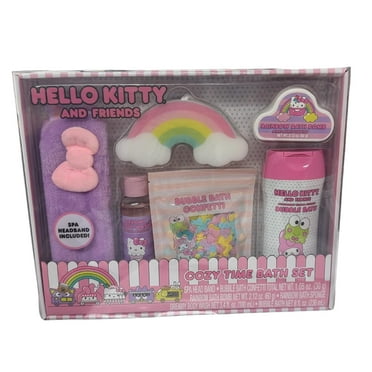 Hello Kitty and Friends Cozy Time Bath Set, Includes Spa Head Band, Bubble Bath Confetti (30g), Rainbow Bath Bomb, Rainbow Bath Sponge, Dreamy Body Wash (100mL), & Bubble Bath (236mL)