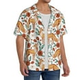 thumbnail image 2 of Naloa Foxes and Floral Harmony Men's Loose Fit Cuban Collar Short-Sleeve Shirt, Hawaiian Shirts, Mens Shirts Casual for Everyday Wear Outings-Medium, 2 of 5