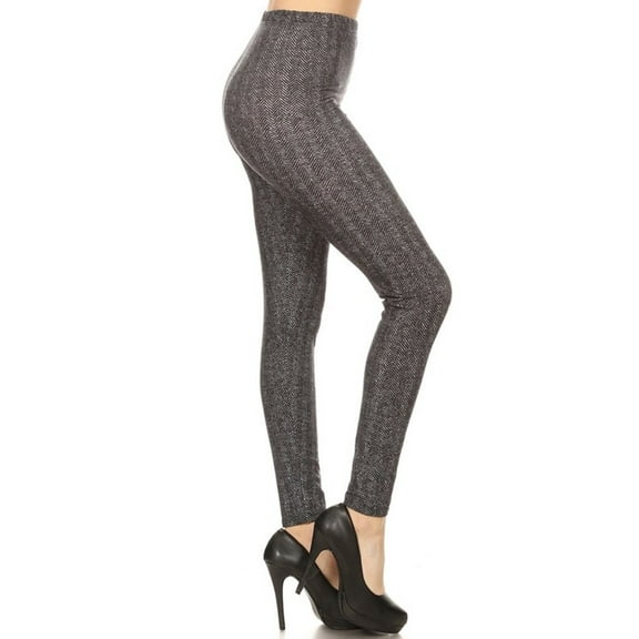 NioBe Clothing Womens Regular Size Grey Chevron Pattern Ultra Soft Leggings (One Size)