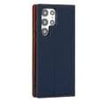 thumbnail image 4 of SaniMore Wallet Case for Samsung Galaxy S22 Ultra 6.8" 2022, Wrist Strap Flip Kickstand Card Slots Genuine PU Leather Shockproof TPU Shell Anti-fall Full-body Protective Cover For S22 Ultra, Darkblue, 4 of 8