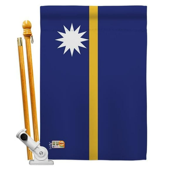 Americana Home & Garden AA-CY-HS-140163-IP-BO-D-US18-AG 28 x 40 in. Nauru Flags of the World Nationality Impressions Decorative Vertical Double Sided House Flag Set & Pole Bracket Hardware Flag Set