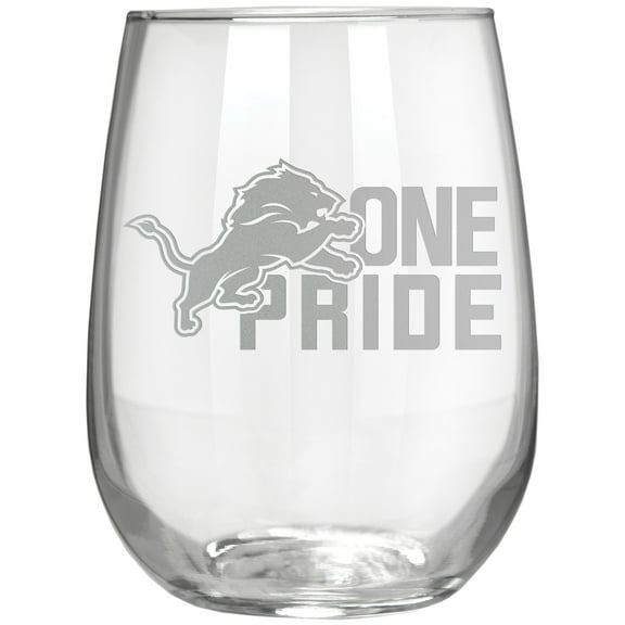 Detroit Lions Etched 17oz. Rally Cry Stemless Wine Glass