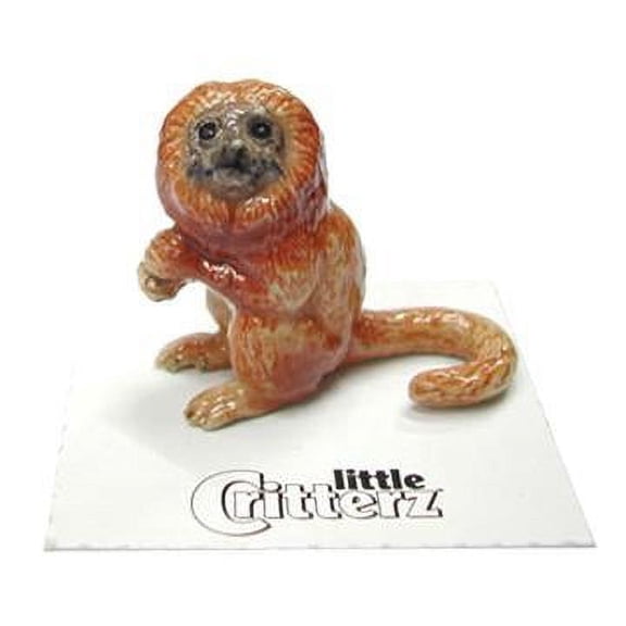 Little Critterz Monkey Golden Lion Tamarin Ceramic "Brazil" - Hand-painted Home Decor Reptile Decorative Figurine - Miniature Porcelain Figurine