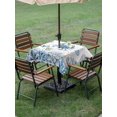 thumbnail image 4 of Outdoor Tablecloth with Umbrella Hole for Patio/Picnic/Party/Camping, Blue Coastal Crabs Waterproof Table Cloth Square Cover Washable, Summer Ocean Sea Starfish Coral Shells (54"x 54"), 4 of 9