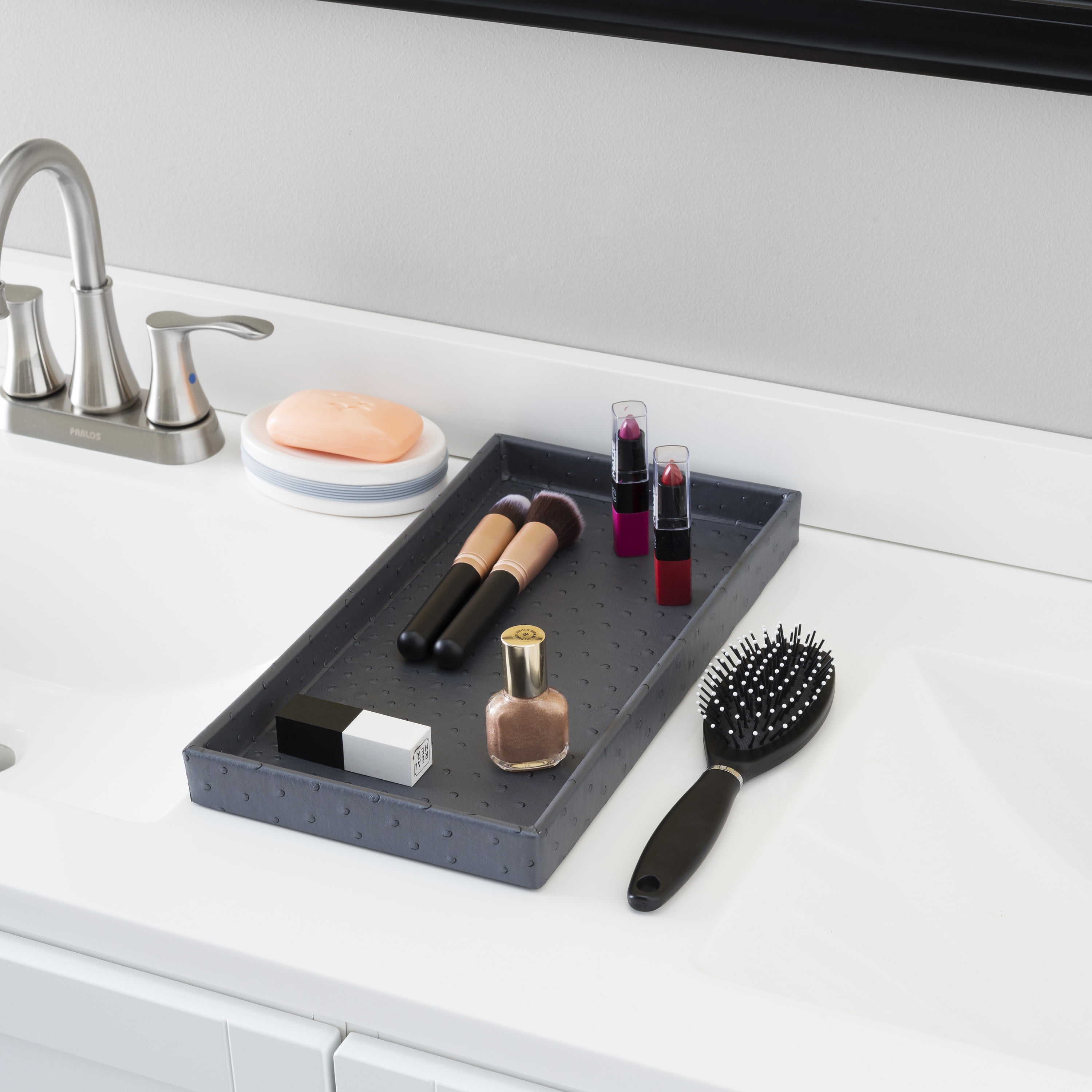 Leather Vanity Tray, Grey