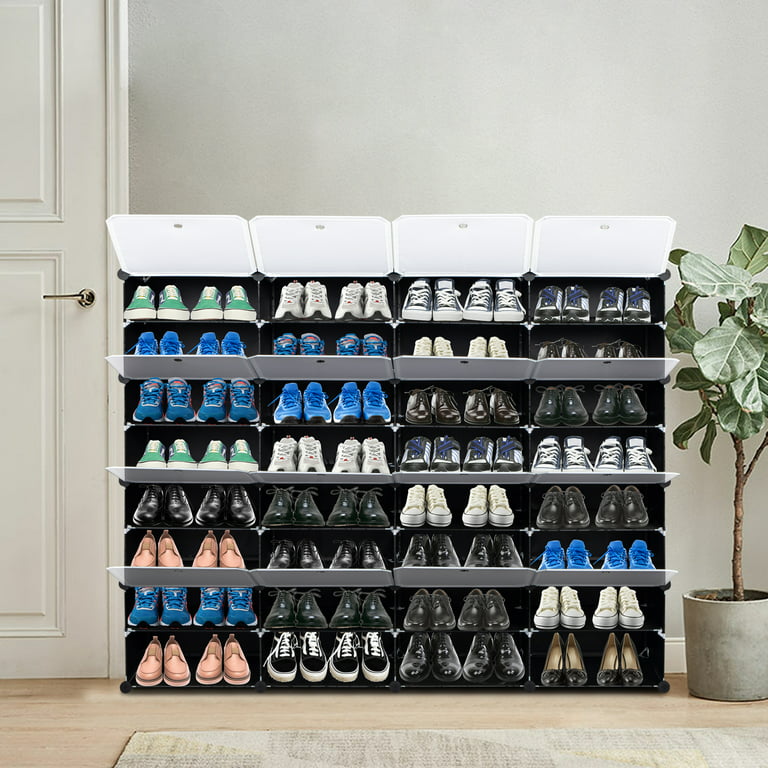 SMILHELTD Metal Shoe Rack Large Capacity 4 Rows 8 Tier 56-64 Pairs Shoes  Boots Storage Organizer