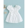 thumbnail image 4 of GXFC Toddler Girls Summer Princess Dress White Short Sleeve O Neck Pleated Hem A-line Kids One-piece Dress 6M-3T, 4 of 8