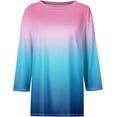 thumbnail image 3 of Women's Casual 3/4 Sleeve T-Shirts Round Neck Loose Casual Cute Tunic Tops Basic Tees Blouses Loose Fit Pullover Business Work Floral Print Tshirts, 3 of 4