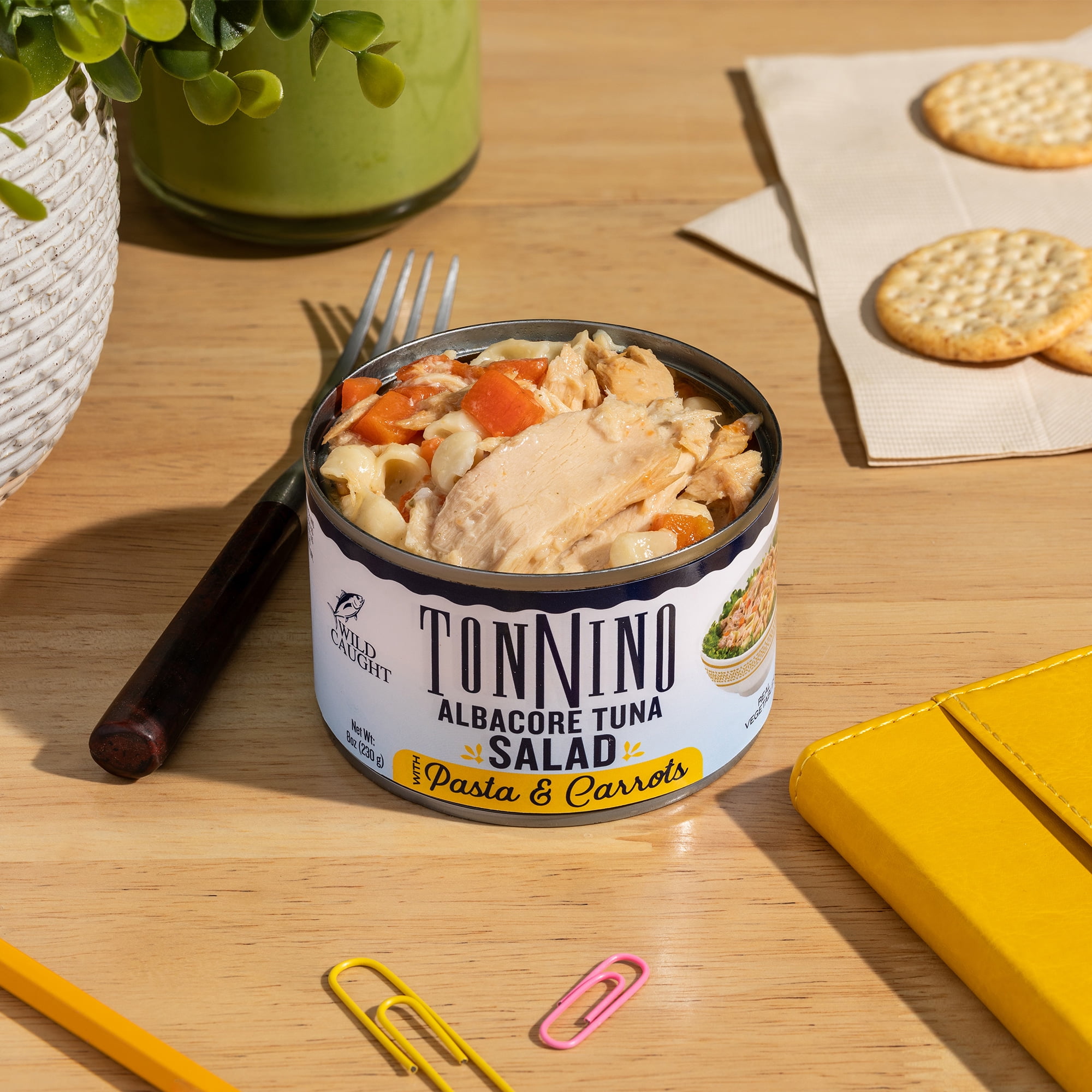 Tonnino Premium Albacore Tuna Salad with Pasta and Carrots, 8oz, Wild Caught, Ready To Eat, Low Mercury