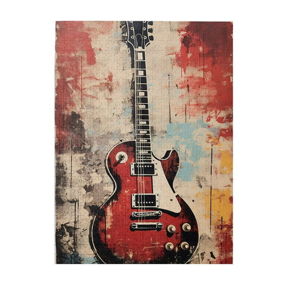 500 pcs Vintage guitar 500 piece puzzle for adults,Stress relieving pleasure,Funny Artwork for Adults,Classic guitar Retro Art Wooden Puzzles,Great for Relaxation and Display for Puzzle Enthusiasts