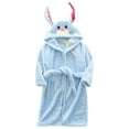 thumbnail image 1 of Splozh Peignoir en Peluche Enfants Dessin Animé Vêtements de Maison Peignoir Chaud Garçons et Filles Pyjamas Flanelle à Capuche Peignoir à Nouer Bleu, 2-3 Ans, 1 of 6