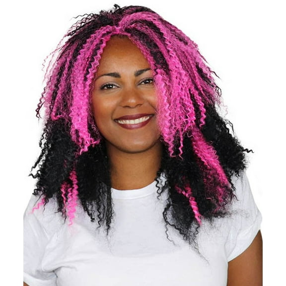 Vampiress Black And Pink Womens Wig | Super Size Jumbo Ghost Horror Wig | Premium Breathable Capless Cap