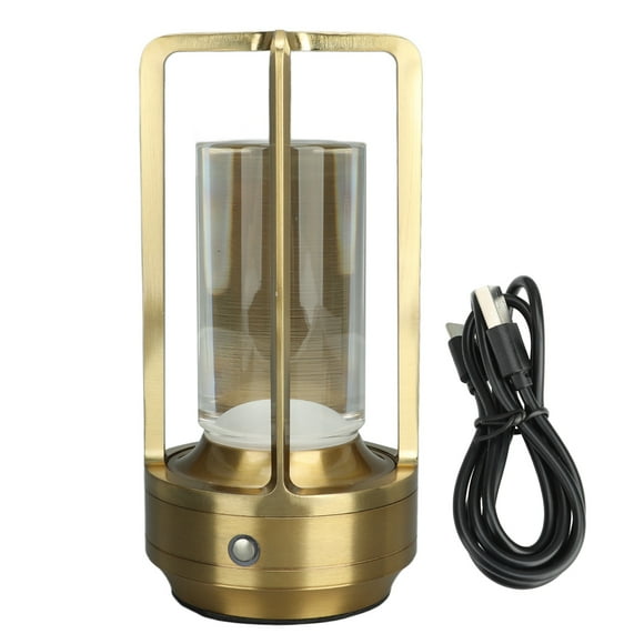 Lámpara de mesa inalámbrica, 3 colores, atenuación continua, lámpara de mesa LED, lámpara táctil recargable, mesita de noche, lámpara dorada