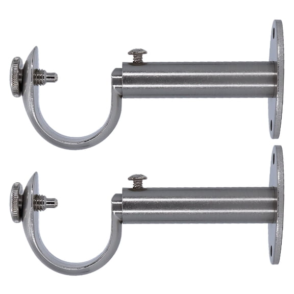 MERIVILLE Set of 2 Satin Nickel Zinc Curtain Drapery Rod Bracket for 1 1/4" Rod, Adjustable