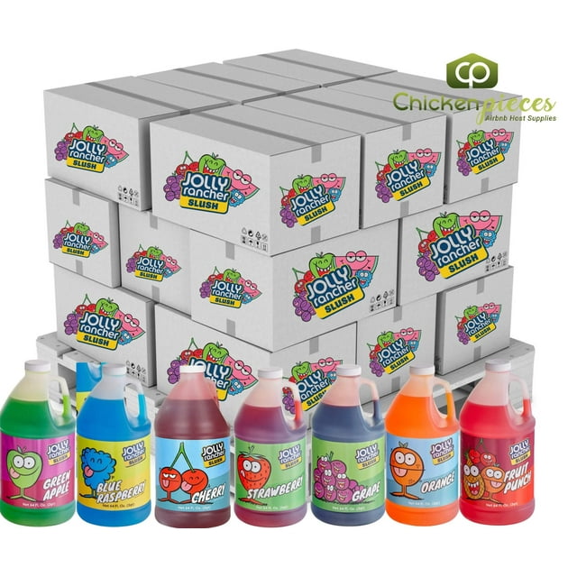 Jolly Rancher Assorted Slushy Syrup Pallet, Professional High-Voltage Candy Base, 5:1 Concentrate, 1.89L (64 oz) Jugs, Wholesale Pallet (70 Cases / 420 Total Units)