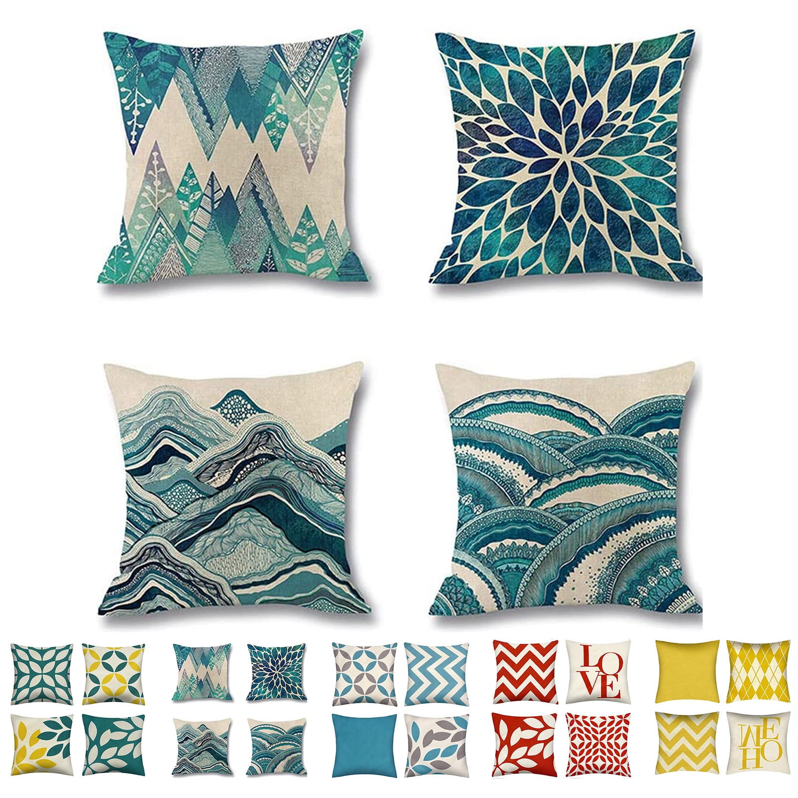Throw Pillow Covers 18 x 18 Set of 4,Decorative Square Pillow Cover