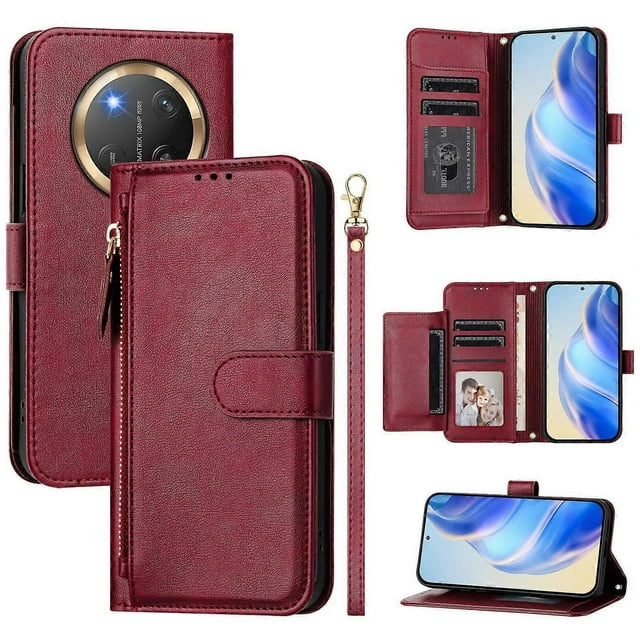 For Honor Magic7 Lite 5G Honor X9c 5G Case Zipper Pocket Multiple Card Slots Leather Phone Cover - G