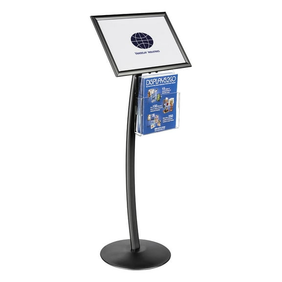 Displays2go CMB17NGWLB Floor Sign Holder with Magazine Pocket, 17x11-Inch Snap Frame, Black