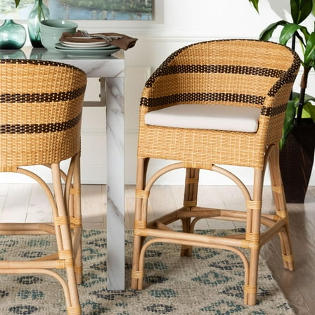 bali & pari Elma Boho Counter Stool, Natural Brown