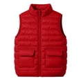 thumbnail image 4 of Spazoro Girls Lightweight Puffer Vest with Patch Pockets, Solid Color Stand Collar Full Zip Sleeveless Warm Quilted Outerwear Gilet Red Size 11-12, 4 of 9
