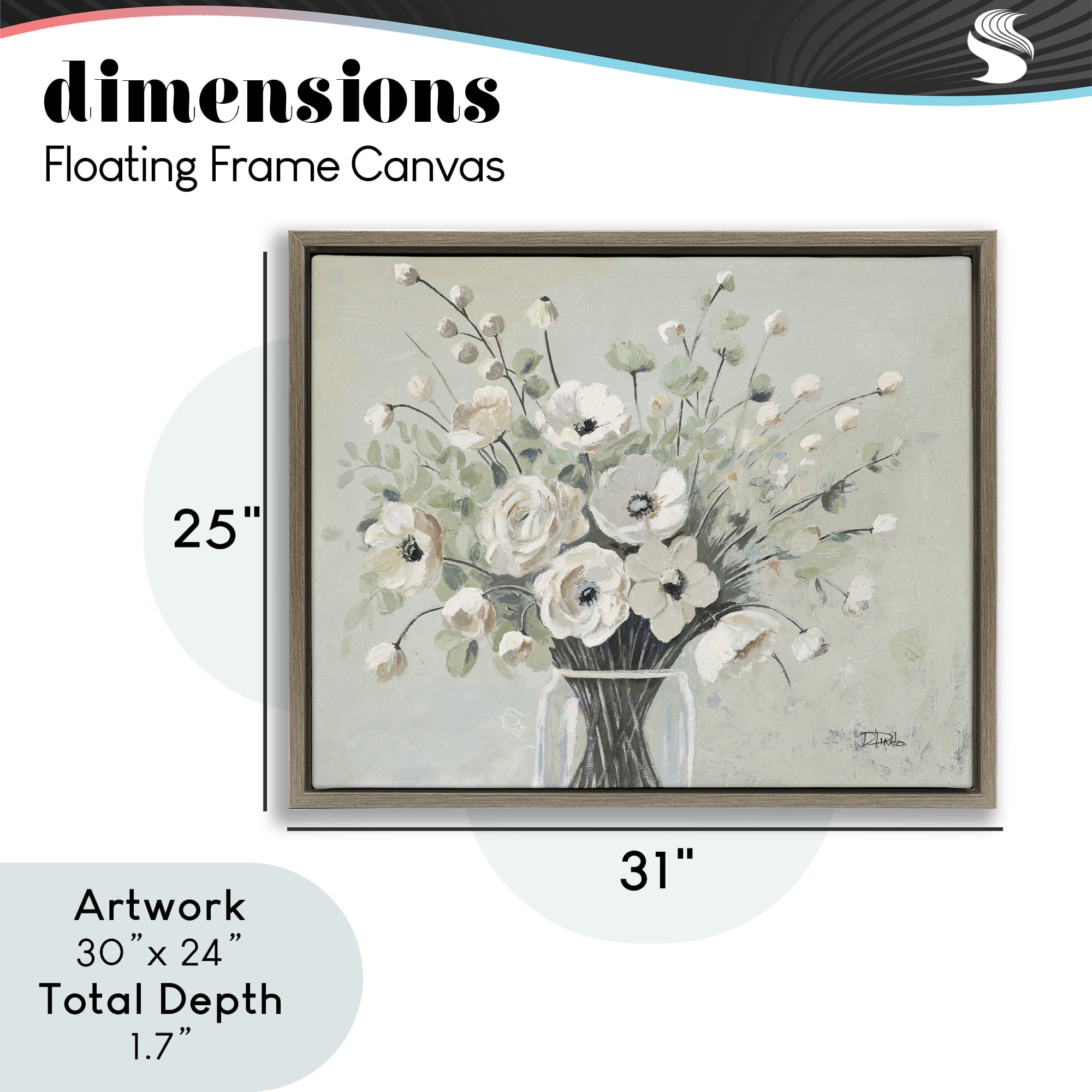 Stupell Industries Siempre Bella Bouquet Brown Framed Floater Canvas Wall Art, design by Patricia Pinto