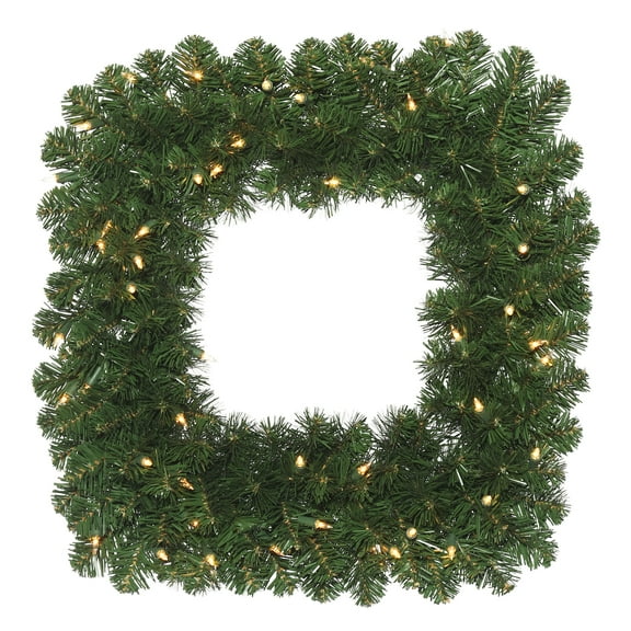 Vickerman 30" Oregon Fir Artificial Christmas Square Wreath, Multi-colored Single Mold LED Wide Angle Lights