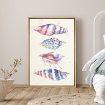 PixonSign Framed Canvas Print Wall Art Pastel Purple and Blue Seashells Nature Ocean Illustrations Modern Art Nautical Relax/Calm Multicolor Boho Decor for Living Room, Bedroom - 24"x36" Natural