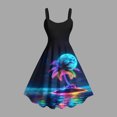 thumbnail image 2 of Tnhcen Women's Summer Sleeveless Bodycon Midi Dress, Neon Tropical Print Round Neck Dress Plus Size S-4XL Casual Party Beach Dress, 2 of 4