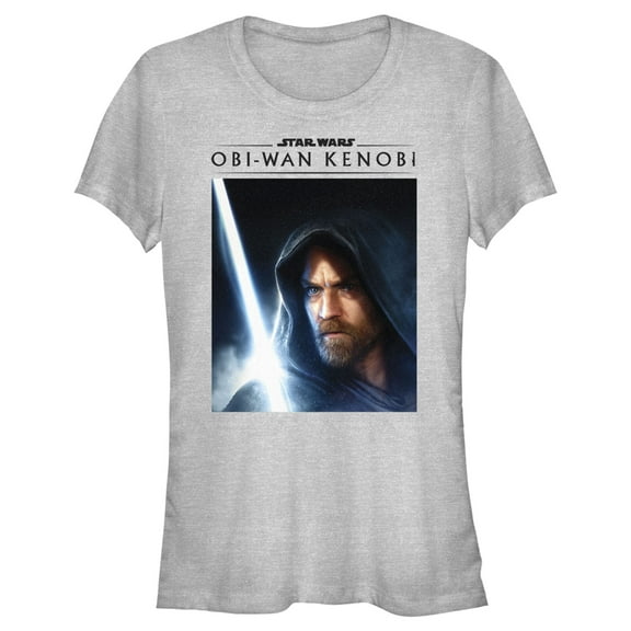 Junior's Star Wars: Obi-Wan Kenobi Lightsaber Glow Kenobi Portrait Graphic Tee Athletic Heather X Large